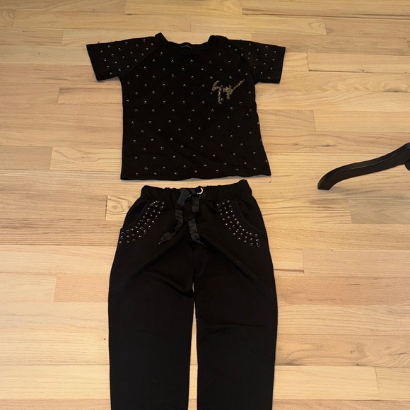 Tops - Black Studded T-Shirt and Pants Set